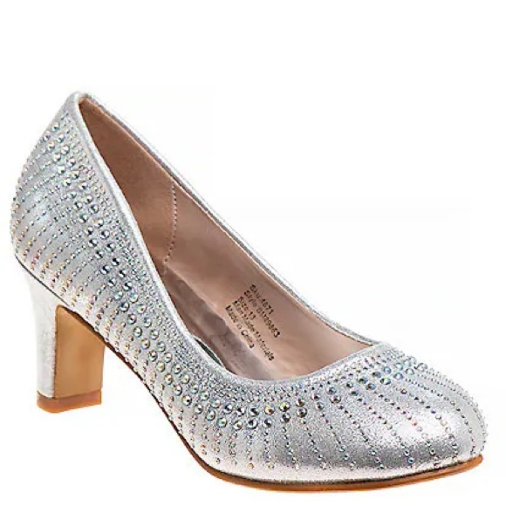 Bartley Mischka Silver rhinestone Embellished Women's Mid-Heel Pump Sz 6